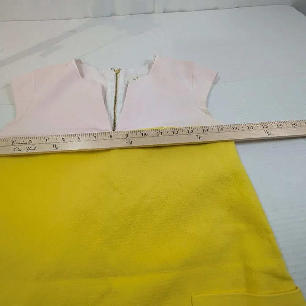 Kate Spade Yellow Pink Hana Colorblock Shift Dress Women's 0 Career Office Work